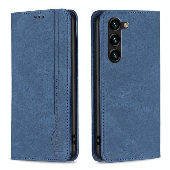 Per Samsung Galaxy S23 + 5G Magnetic RFID Blocking Custodia antifurto in pelle (blu)