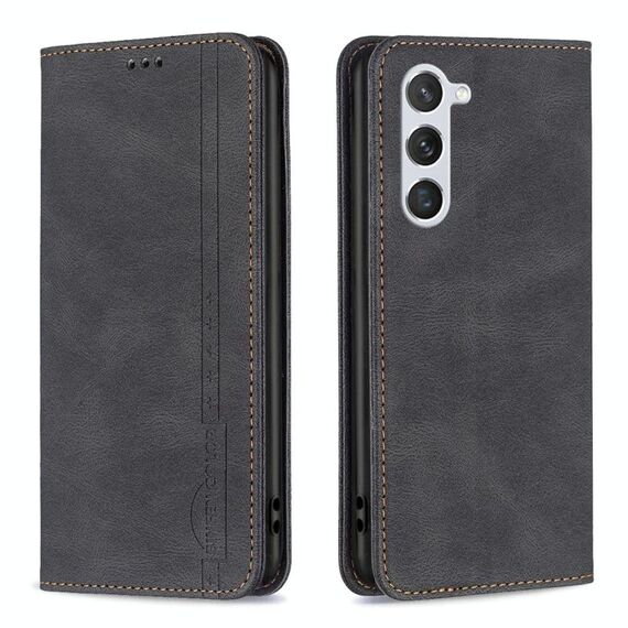 Custodia per telefono in pelle antifurto con blocco RFID magnetico per Samsung Galaxy S23 5G (nero)