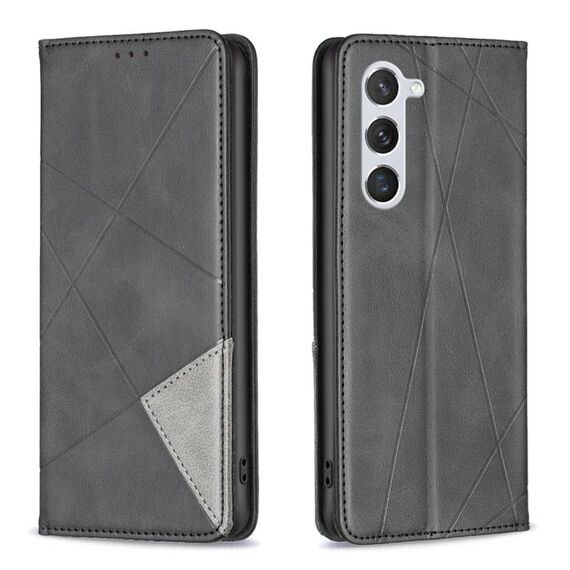 Per Samsung Galaxy S23 5G Custodia in pelle magnetica invisibile prismatica (nera)