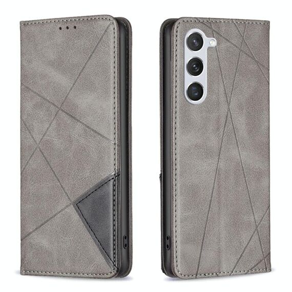 Per Samsung Galaxy S23 5G Custodia in pelle magnetica invisibile prismatica (grigio)