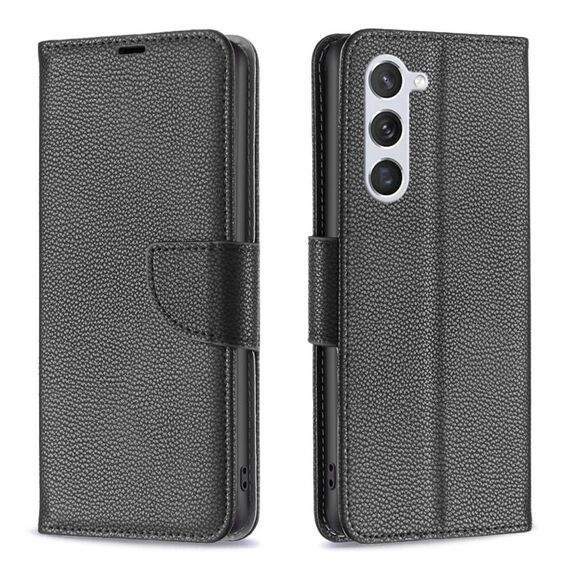 Per Samsung Galaxy S23 5G Litchi Texture Custodia in pelle di colore puro (nero)