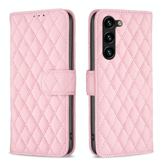 Per Samsung Galaxy S23 + 5G Diamond Lattice Wallet Custodia in pelle per cellulare (rosa)