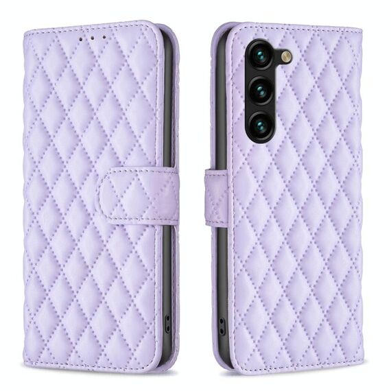 Per Samsung Galaxy S23 + 5G Diamond Lattice Wallet Custodia in pelle per cellulare (viola)