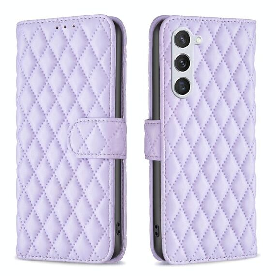 Per Samsung Galaxy S23 5G Diamond Lattice Portafoglio in pelle Flip Phone Case (viola)