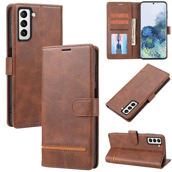 Per Samsung Galaxy S23+ 5G Custodia per cellulare in pelle a portafoglio classica (marrone)
