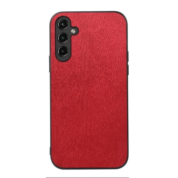 Per Samsung Galaxy A14 5G Custodia per telefono in PU con struttura in legno (rosso)