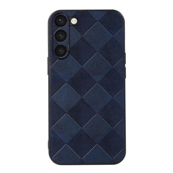 Per Samsung Galaxy S23 + 5G Weave Plaid PU Custodia per telefono (blu)