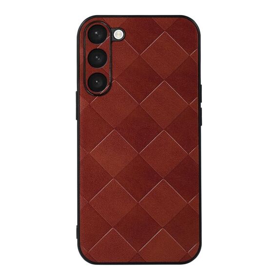 Per Samsung Galaxy S23 + 5G Weave Plaid Custodia per telefono in PU (marrone)
