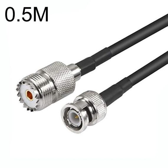 Cavo adattatore coassiale da maschio BNC a femmina UHF RG58, lunghezza cavo: 0,5 m