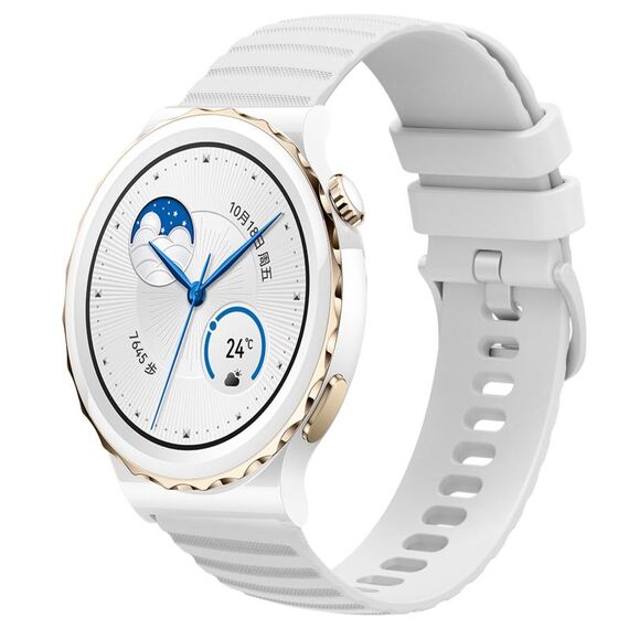 Per Huawei Watch GT3 Pro 43mm 20mm Cinturino in silicone a tinta unita con motivo a punti ondulati (bianco)