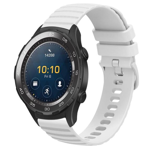 Per Huawei Watch 2 cinturino in silicone tinta unita con motivo a punti ondulati da 20 mm (bianco)