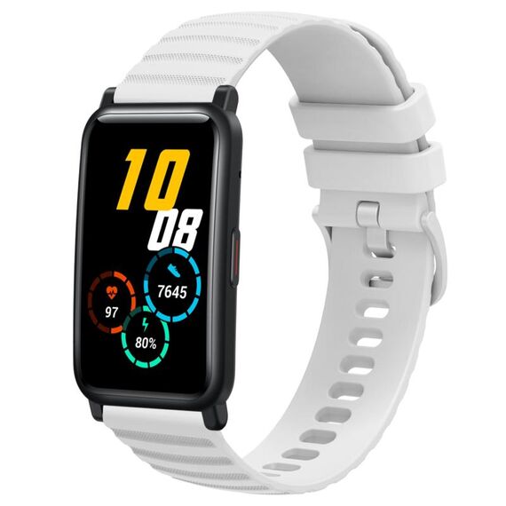 Cinturino per orologio in silicone a tinta unita con motivo a punti ondulati For Honor Watch ES 20 mm (bianco)