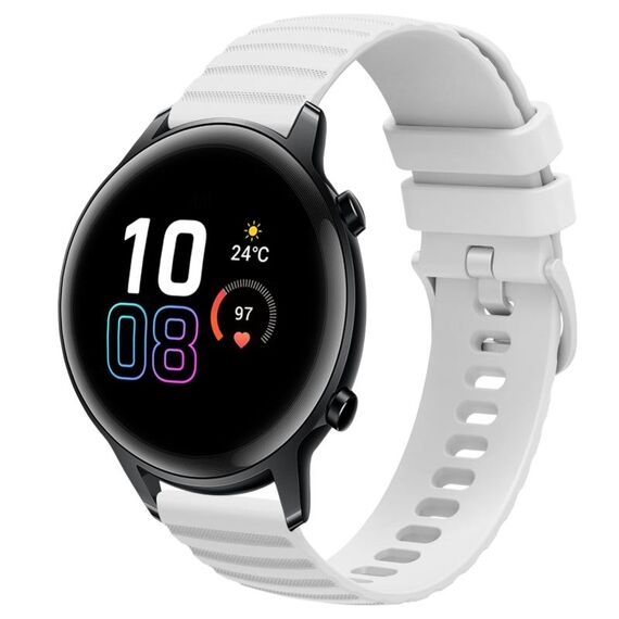 Per Honor Magic Watch2 42mm 20mm Cinturino in silicone a tinta unita con motivo a punti ondulati (bianco)
