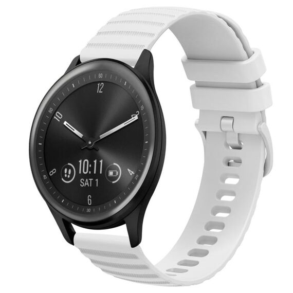 Per Garmin Vivomove Sport Cinturino per orologio in silicone tinta unita con motivo a punti ondulati da 20 mm (bianco)