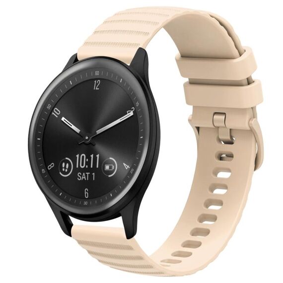 Per Garmin Vivomove Sport Cinturino per orologio in silicone tinta unita con motivo a pois ondulato da 20 mm (beige)