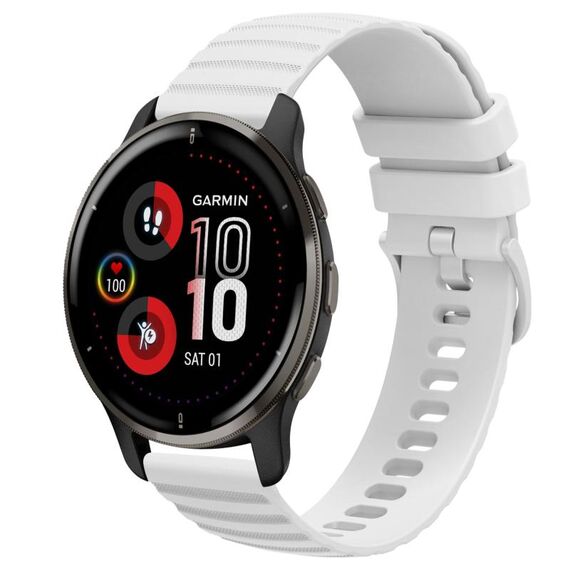 Per Garmin Venu 2 Plus cinturino in silicone tinta unita con motivo a punti ondulati da 20 mm (bianco)