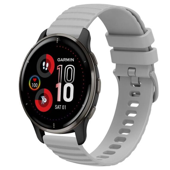 Per Garmin Venu 2 Plus cinturino in silicone tinta unita con motivo a punti ondulati da 20 mm (grigio)