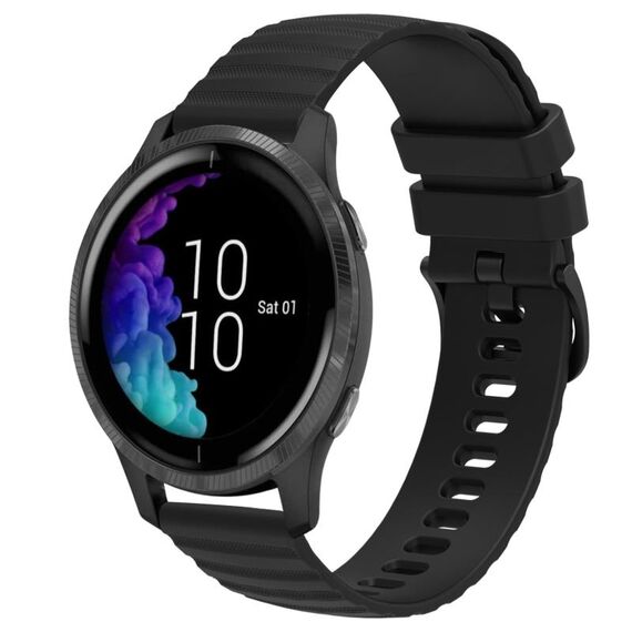 Cinturino per orologio in silicone tinta unita con motivo a pois ondulato da 20 mm Garmin Venu (nero)
