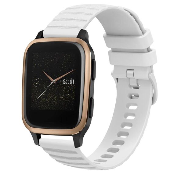 Cinturino per orologio in silicone tinta unita con motivo a punti ondulati da 20 mm Garmin Venu SQ (bianco)