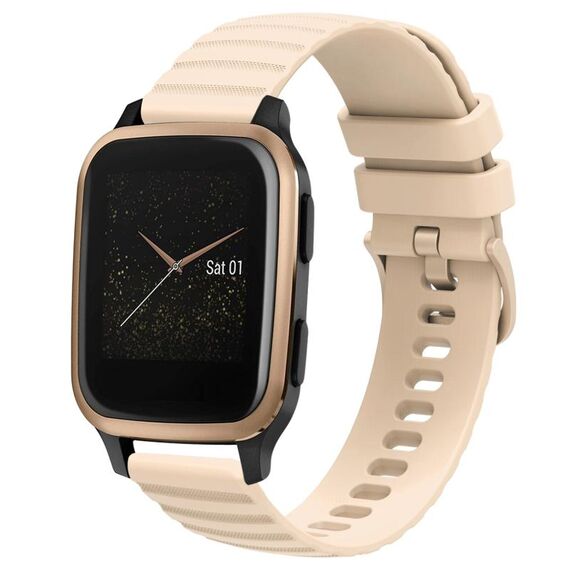 Per Garmin Venu SQ 20mm cinturino in silicone tinta unita con motivo a punti ondulati (beige)