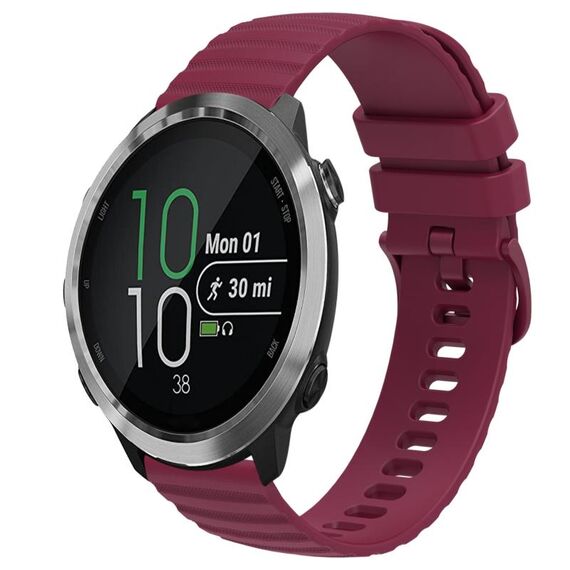 Per Garmin Forerunner 645 Music Cinturino per orologio in silicone tinta unita con motivo a punti ondulati da 20 mm (rosso vino)