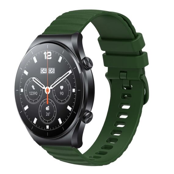Per Xiaomi MI Watch S1 Cinturino per orologio in silicone tinta unita con motivo a pois ondulato da 22 mm (verde militare)