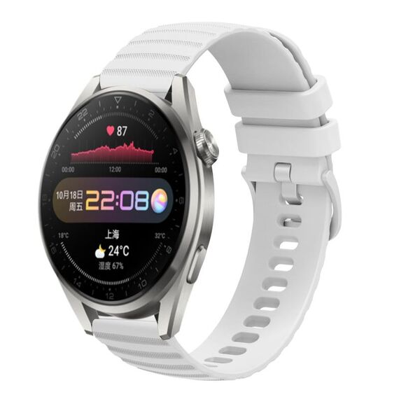 Per Huawei Watch 3 Pro Cinturino per orologio in silicone tinta unita con motivo a pois ondulato da 22 mm (bianco)