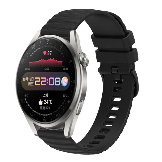 Per Huawei Watch 3 Pro Cinturino per orologio in silicone tinta unita con motivo a pois ondulato da 22 mm (nero)