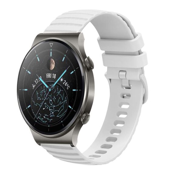 Per Huawei GT2 Pro 22mm cinturino in silicone tinta unita con motivo a pois ondulato (bianco)