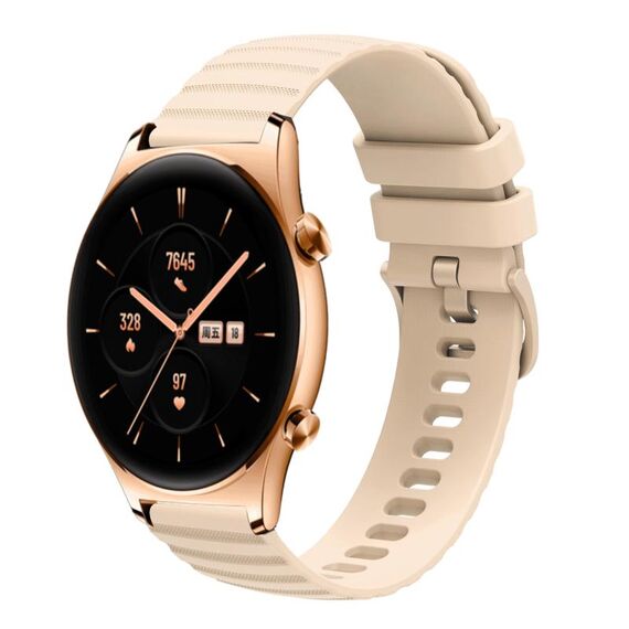 For Honor Watch GS 3 22mm Cinturino in silicone a tinta unita con motivo a punti ondulati (beige)
