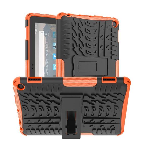 Per Amazon Kindle Fire HD 8 2022 Tire Texture TPU + Custodia per tablet PC con supporto (arancione)