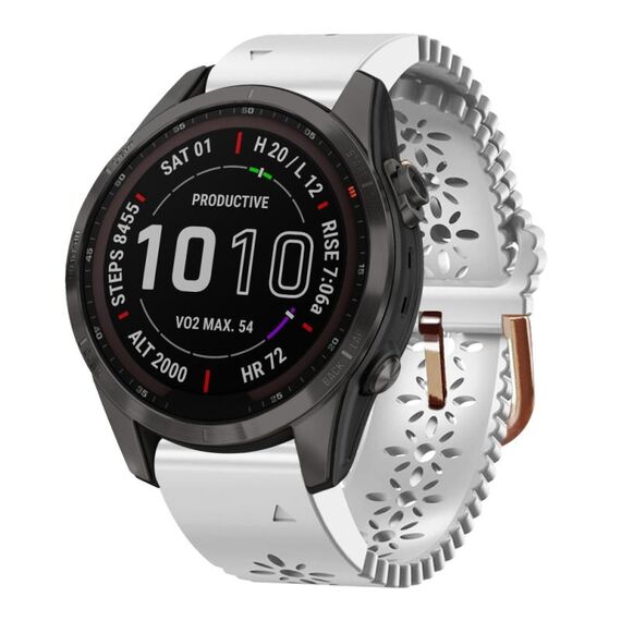 Per Garmin Fenix 7S Sapphire Solar 20mm Cinturino in silicone da donna con punzone in pizzo (bianco)