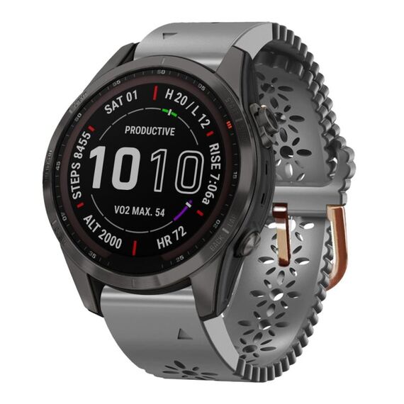 Per Garmin Fenix 7S Sapphire Solar 20mm Cinturino in silicone da donna con punzone in pizzo (grigio)
