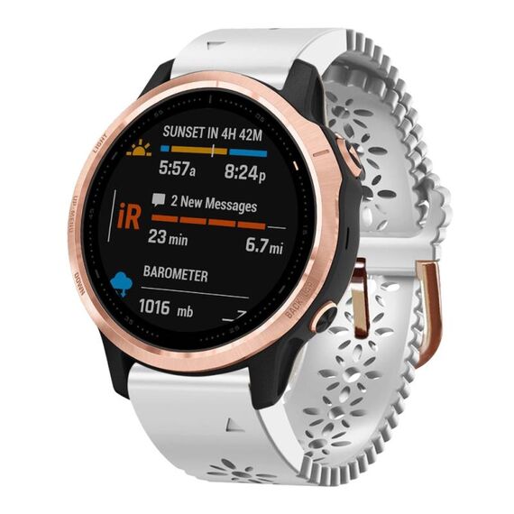 Per Garmin Fenix 6S 20mm cinturino in silicone da donna con punzone in pizzo (bianco)