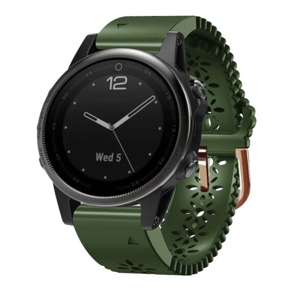 Per Garmin Fenix 5S 20mm cinturino in silicone da donna con punzone in pizzo (verde militare)