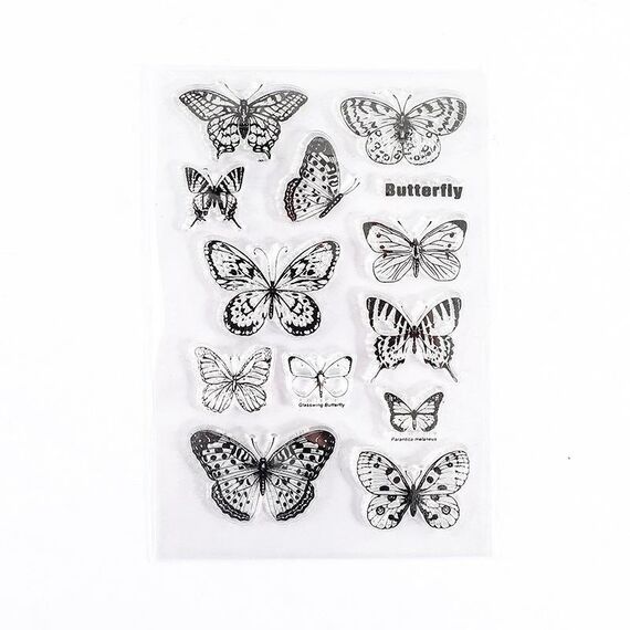 5 PCS Vintage Botanical Arrangement Handbook Timbro in silicone trasparente (farfalla)