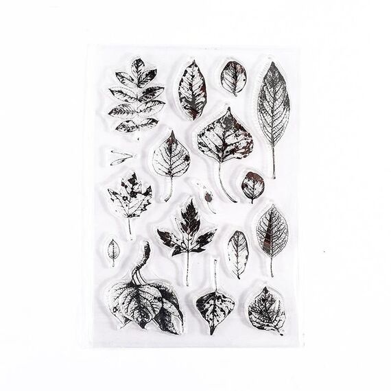 5 PCS Vintage Botanical Arrangement Handbook Timbro in silicone trasparente (foglie che cadono)