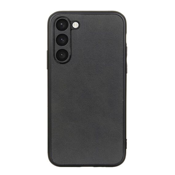 Per Samsung Galaxy S23 + 5G Custodia per telefono PU con trama di vitello bicolore con foro accurato (nero)