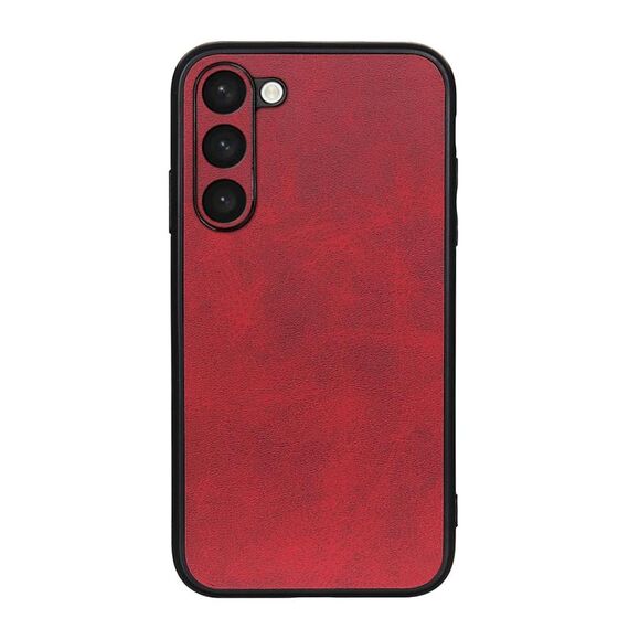 Per Samsung Galaxy S23 + 5G Custodia per telefono PU con trama in vitello bicolore con foro preciso (rosso)