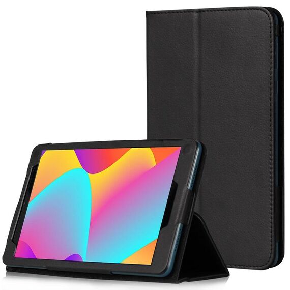 Custodia in pelle per tablet TCL Tab 8 Litchi Texture con supporto (nero)