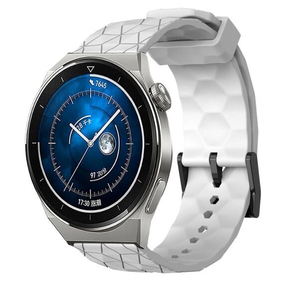 Per Huawei Watch GT3 Pro 43mm 20mm Cinturino in silicone a tinta unita con motivo calcio (bianco)