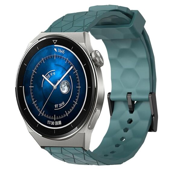 Per Huawei Watch GT3 Pro 43mm 20mm Cinturino per orologio in silicone tinta unita con motivo a calcio (Rock Cyan)
