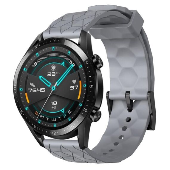 Per Huawei Watch GT2 42mm 20mm Cinturino in silicone tinta unita con motivo a calcio (grigio)