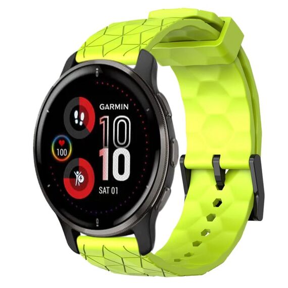 Per Garmin Venu 2 Plus 20mm Cinturino per orologio in silicone tinta unita con motivo a calcio (verde lime)
