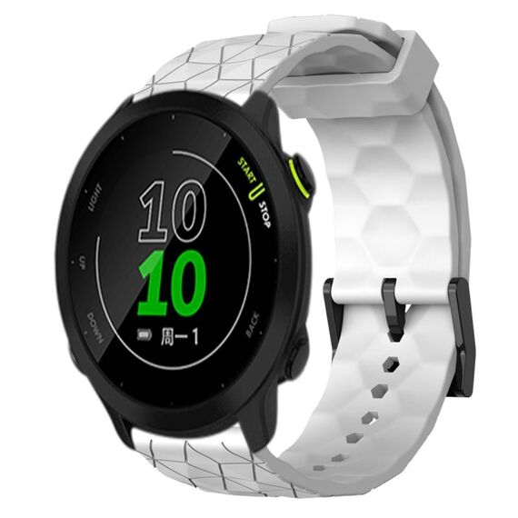 Per Garmin Forerunner 158 20mm Cinturino per orologio in silicone tinta unita con motivo a calcio (bianco)