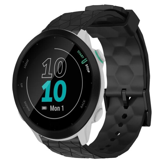 Per Garmin Forerunner 55 20mm Cinturino per orologio in silicone tinta unita con motivo a calcio (nero)