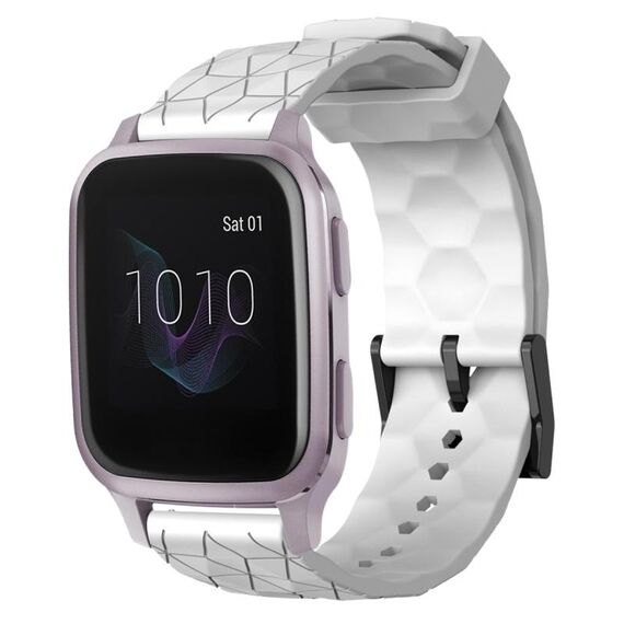 Per Garmin Venu SQ 20mm Cinturino per orologio in silicone tinta unita con motivo a calcio (bianco)