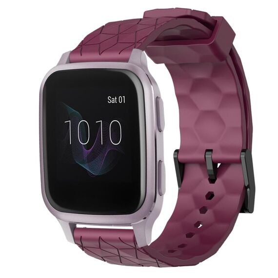 Per Garmin Venu SQ 20mm Cinturino per orologio in silicone tinta unita con motivo a calcio (rosso vino)