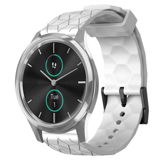Per Garminmove Luxe 20mm Cinturino per orologio in silicone tinta unita con motivo a calcio (bianco)