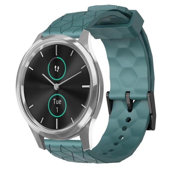 Per Garminmove Luxe 20mm Cinturino per orologio in silicone tinta unita con motivo a calcio (Rock Cyan)
